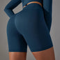 Mermaid Curve High Waist Tight Seamless Knitted GYM Shorts Hip Up Breathable Stripe Shorts Running Fitness Quick Dry Yoga Shorts