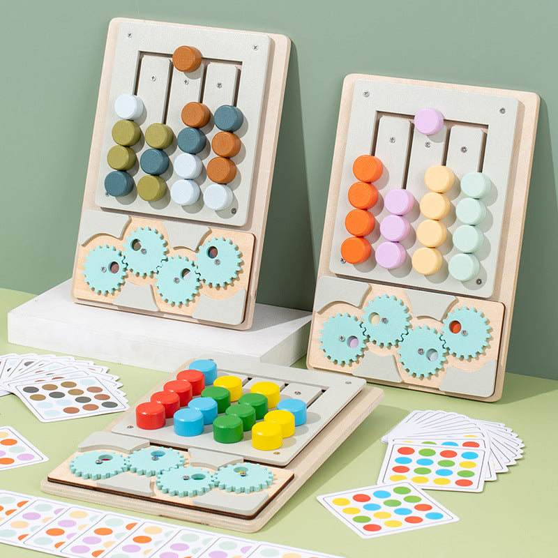 Wooden children's early education 2-in-1 four-color game color matching exercise wrist coordination puzzle toy