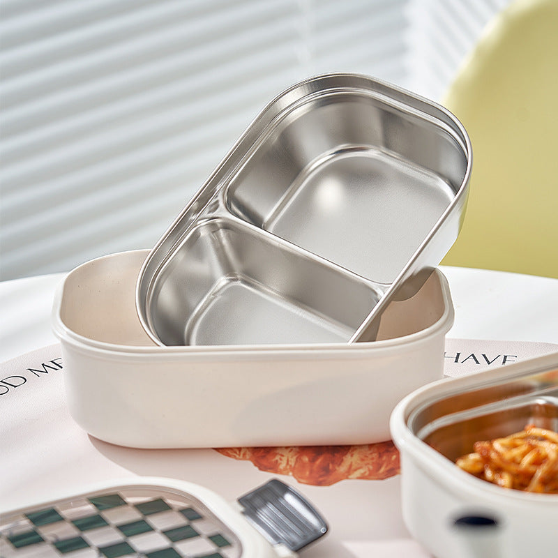 Fashionable and simple style heat preservation portable partitioned stainless steel lunch box lunch box
