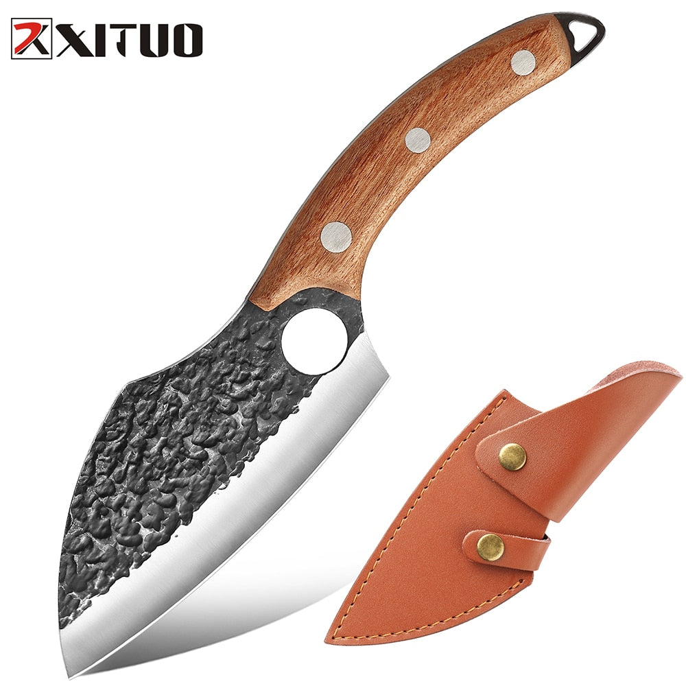 XITUO Handmade Stainless Steel Kitchen Knife Outdoor Portable Cooking Meat Cleaver Chef Knives Boning Knife Fishing Tools