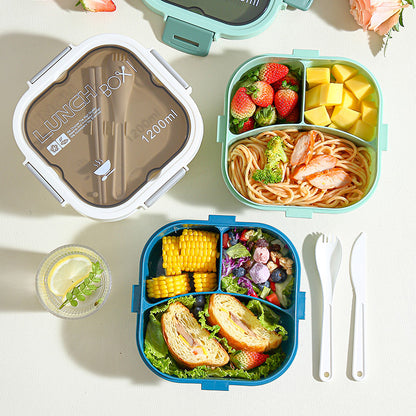 Classic simple microwaveable portable salad box lunch box with cutlery