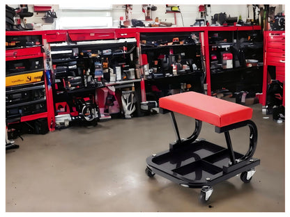 MECHANICS PADDED CREEPER TROLLEY SEAT CAR GARAGE WORK STOOL SWIVEL WHEELS CHAIR