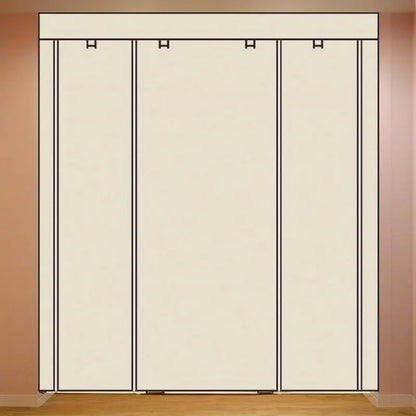 Fabric Canvas Wardrobe Clothes Storage Cupboard Hanging Rail Shelving Practical