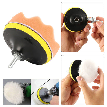 12pcs 3 Buffing Waxing Polishing Sponge Pads Kit Set For Car Polisher Drill UK