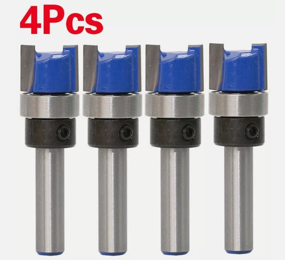 4Pcs Top Bearing Flush Trim Pattern Router Bit 1 -4 Shank Milling Cutter Set