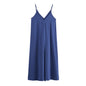Solid color casual loose strap MIDI dress