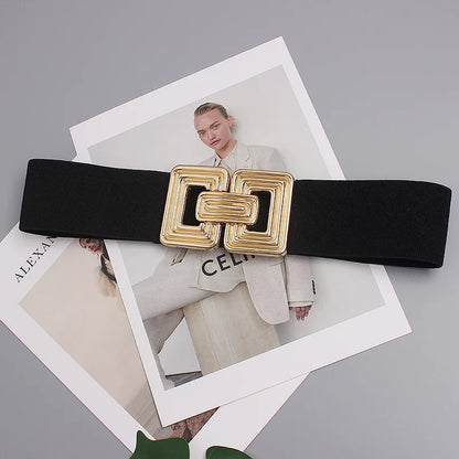 Gold Elastic Waistband Women's Fashion Casual Luxury Design Coat Dress Decorative Accessories Wide Girdle Goth Retro Corset Belt
