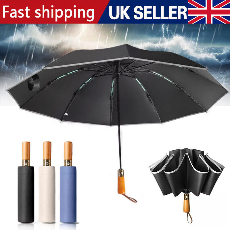 Portable Strong Frame Umbrella Windproof Automatic Open Folding Compact 20Rods