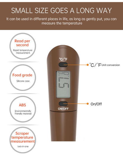 Digital Cooking Thermometer Double Use Silicone Scraper Spatula Safety Cooking Food BBQ Meat Thermometer Baking Tool