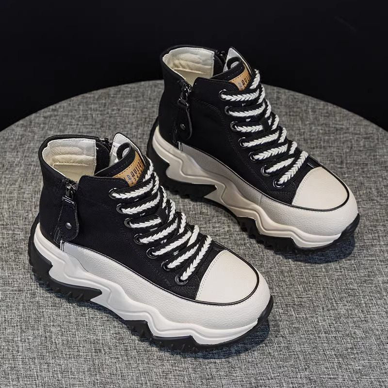 Small niche high top women's shoes thick soled casual versatile sports shoes