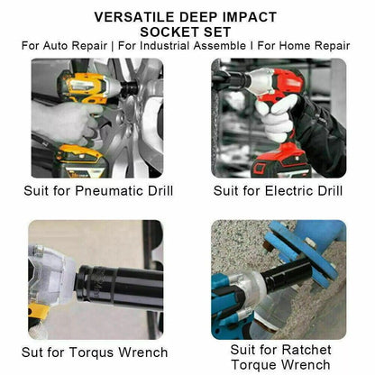 10  Deep Impact Socket Set Heavy Duty 12Drive 10-24 Metric Tool Set