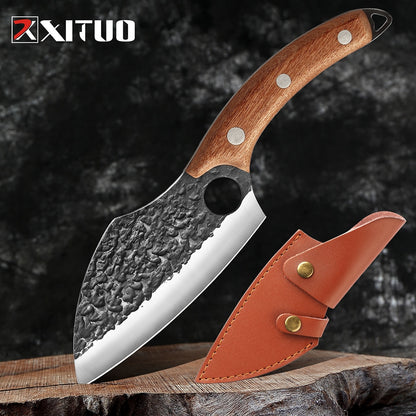 XITUO Handmade Stainless Steel Kitchen Knife Outdoor Portable Cooking Meat Cleaver Chef Knives Boning Knife Fishing Tools