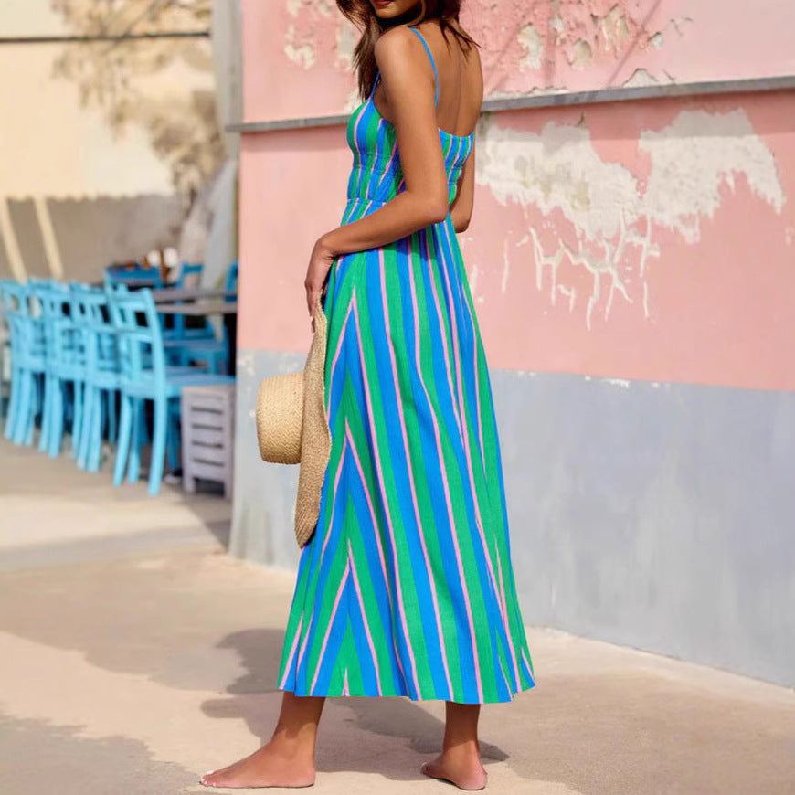 Striped camisole casual dress for women