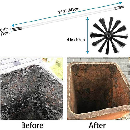 Flexible Chimney Sweep Set Flue Sweeping Brush And Rod Kit Soot Cleaning Rods