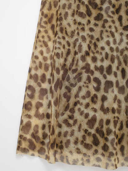Animal print silk mesh leopard print camisole slim fit and drape dress
