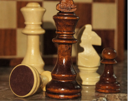Wooden Birch Chess Seesaw Board Set with Felted Game Board Interior for Storage Adult Kids Beginner Large Chess Board