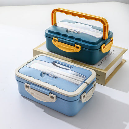 Portable lunch box for office workers students sealed microwaveable compartmentalized lunch box