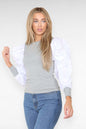 Oversized Puff Sleeves Ribbed Top