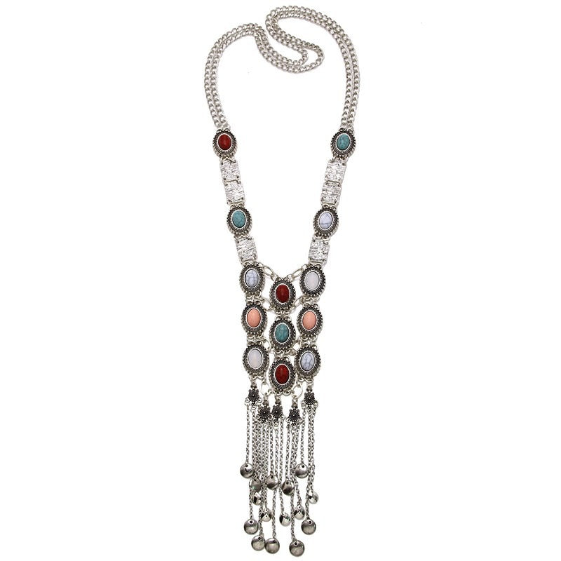 Popular Bohemian style long popular element tassel necklace accessories