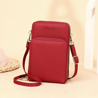 New Fashion Women's Bag Large Capacity One-Shoulder Diagonal Bag Solid Color Multi-Function Mobile Phone Bag Ladies Wallet