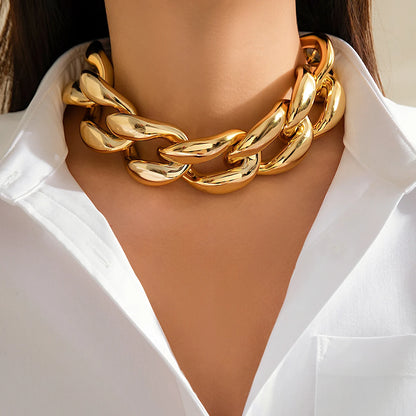 Exaggerated Big Thick Chain Short Choker Necklace for Women Trendy Statement Collar on the Neck Accessories