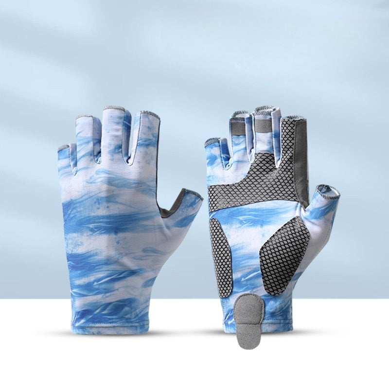 Fishing Half finger Road Asian Gloves Men and Women Ice Silk Sunscreen, Sweat Absorbent, Breathable, Anti slip, Anti stab Outdoo