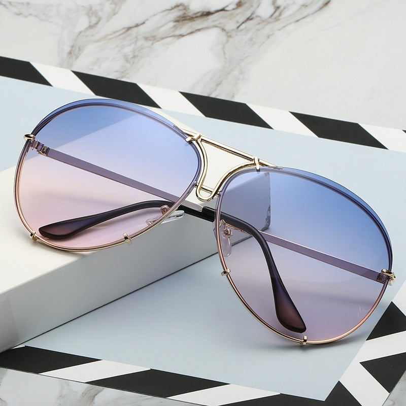 New Ocean Sunglasses Fashion Retro Glasses for Men and Women Couples European and American Large Frame Sunglasses