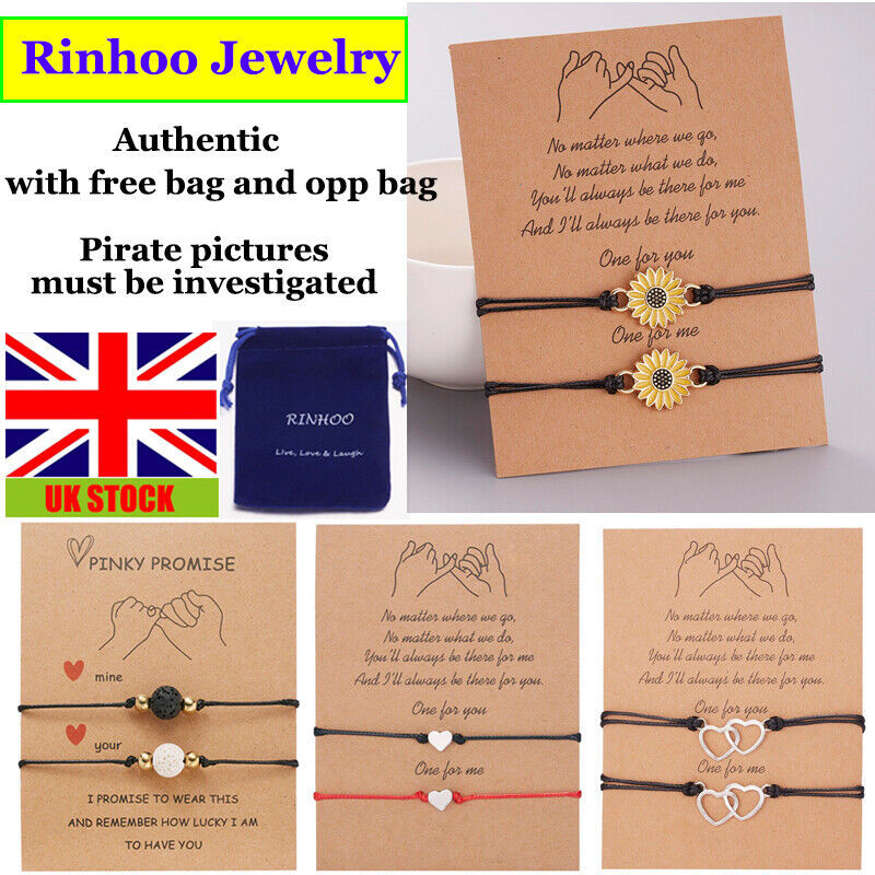 2Pcs Heart Rope Bracelet Friendship Lover Couple Rope Card Jewellery Gifts