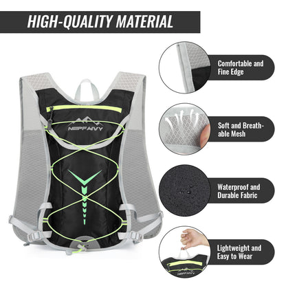 Nepfaivy Running Vest Hydration Backpack - Lightweight And Reflective Running Hydration Vest With Multi-pouches, Breathable And Adjustable Running Backpacks For Outdoor Running Cycling Climbing