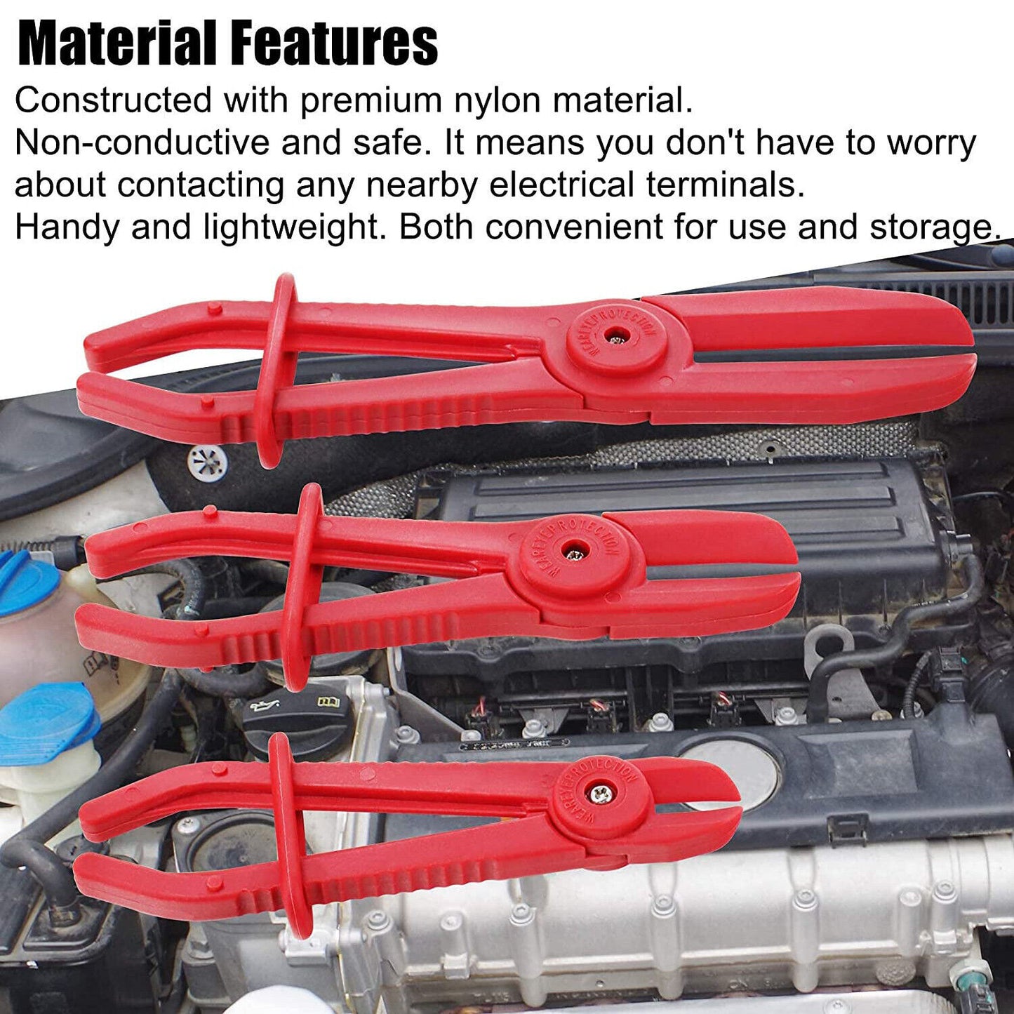 3X Hose Pinch Clamp Red Brake Fuel Water Line Plier Set Garage Hand Tool Kit