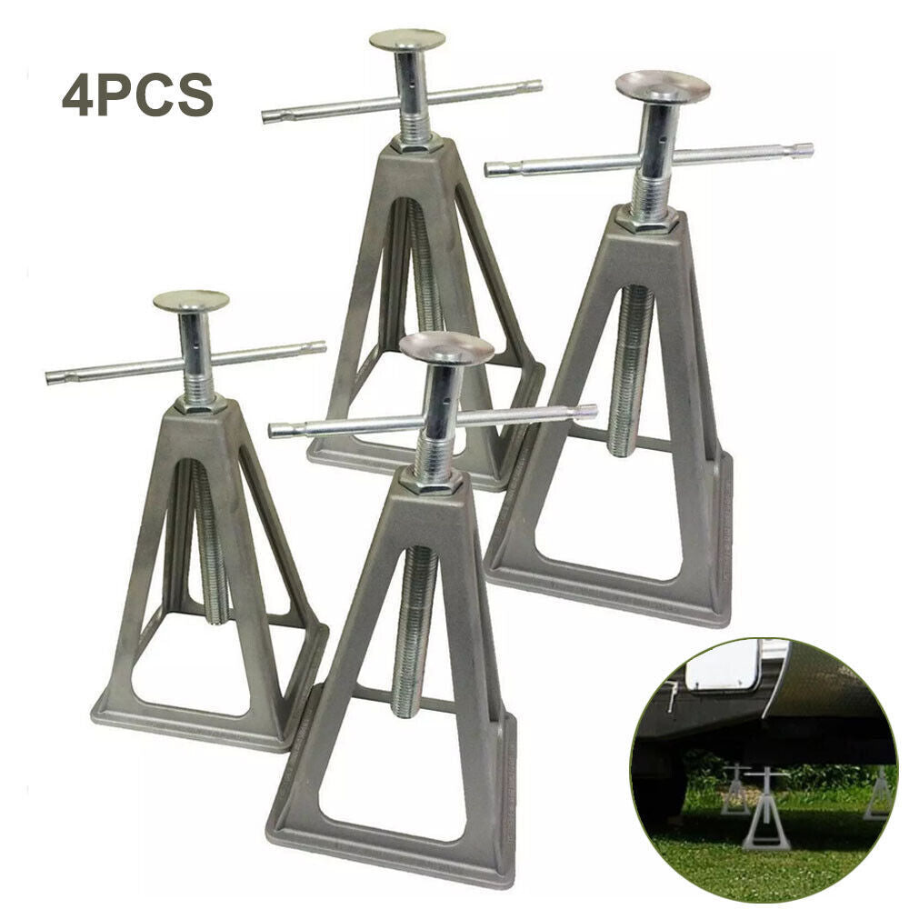 4 X Aluminium Stabilising Jack Stands Adjustable Axle Levelling Caravan Trailer