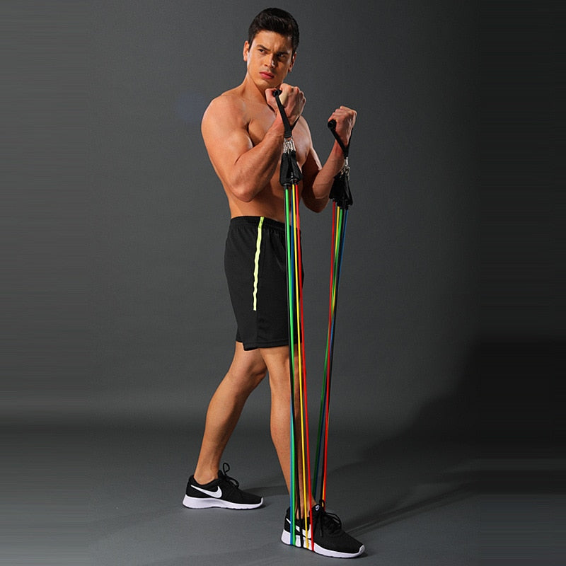 17-Piece Set 150 Lbs Chest Expander Latex Home Training Elastic Band Resistance Bands gym equipment for home bodybuilding
