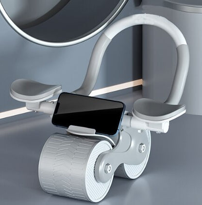 New Design Indoor Home Exercise Flat Elbow Supporter 2 Wheel Ab Trainer Automatic Rebound Abdominal Wheel Roller