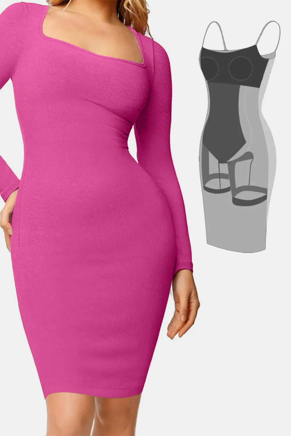 Two in one waist cinching one-piece skirt long sleeved shaping skirt belly cinching waist cinching hip lifting shaping skirt