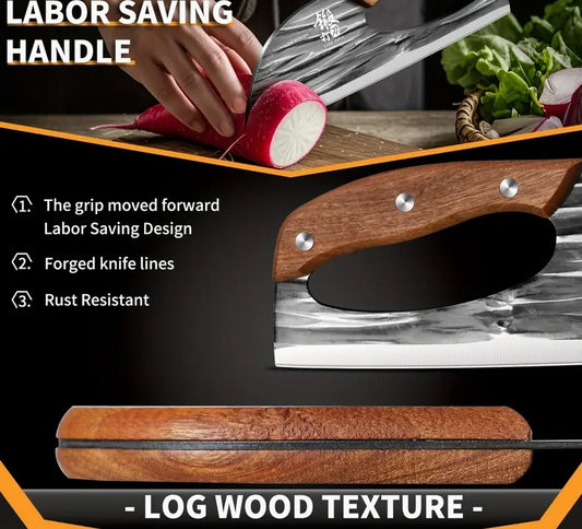 Hand Forged Bone Cutter Kitchen Knife, High-Carbon Stainless Steel, Ergonomic Handle, Dual-Use Slicer, Lightweight, Easy to Clean
