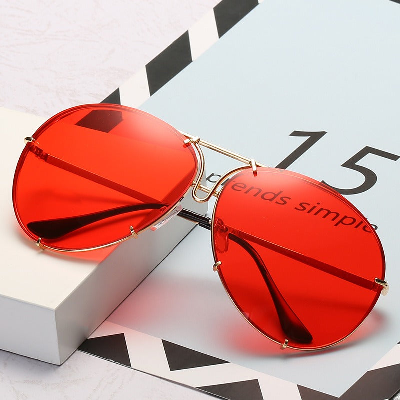 New Ocean Sunglasses Fashion Retro Glasses for Men and Women Couples European and American Large Frame Sunglasses