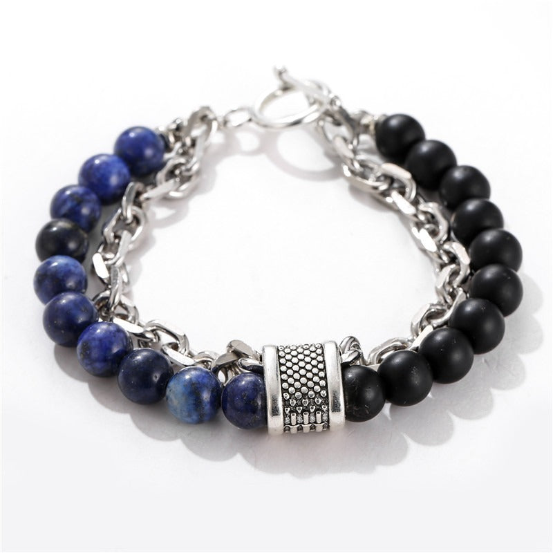 Fashion Punk Style Frosted Stone Chain Combination Geometric Men's Bracelet Bracelet Accessories