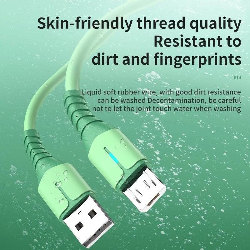 Liquid data cable with light, suitable for Apple Android TypeC fast charging cable, USB phone silicone charging cable