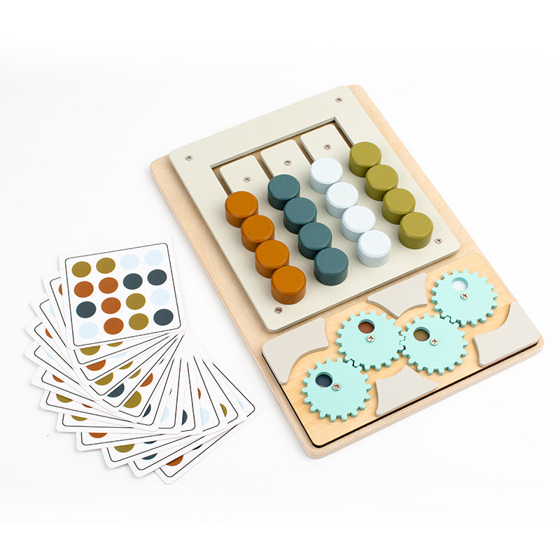 Wooden children's early education 2-in-1 four-color game color matching exercise wrist coordination puzzle toy