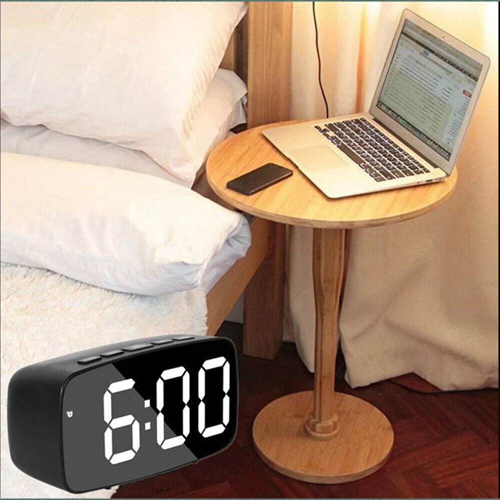 Digital Alarm Clock Mains Powered Large Night Light Bedside Alarm Non Ticking