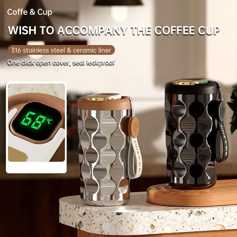 Ceramic Coffee Cup Stainless Steel Portable Intelligent Vacuum Mug