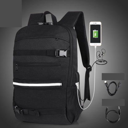 USB Rechargeable Backpack Men's Business Camouflage Large Capacity Skateboard Bag Anti theft Lock Backpack