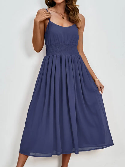 Chiffon dress V-neck strapless long dress for wedding guests