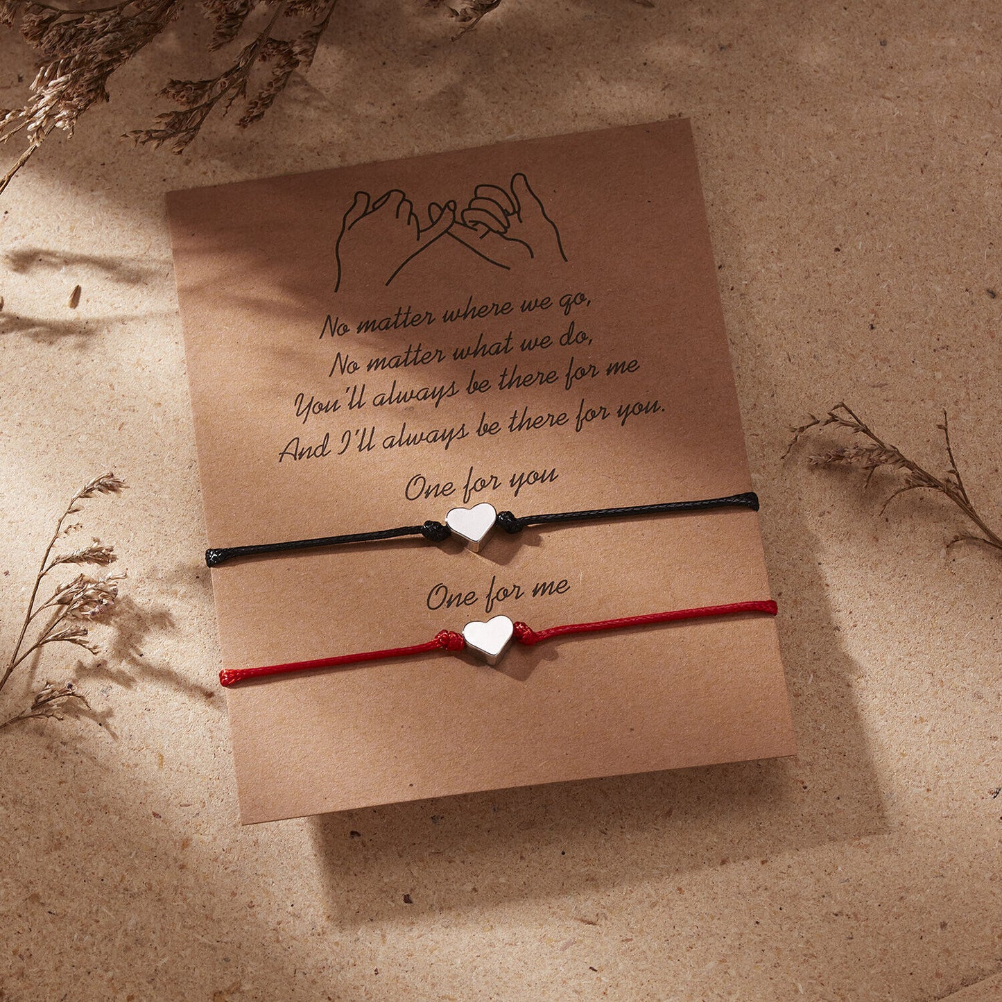 2Pcs Heart Rope Bracelet Friendship Lover Couple Rope Card Jewellery Gifts