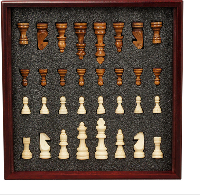 Wooden Birch Chess Seesaw Board Set with Felted Game Board Interior for Storage Adult Kids Beginner Large Chess Board