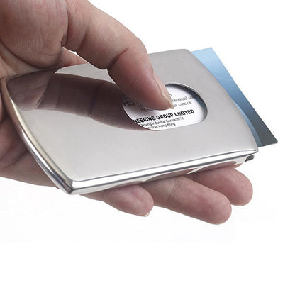 Portable Hand-push type Stainless Steel Business card holder wallet card case for men