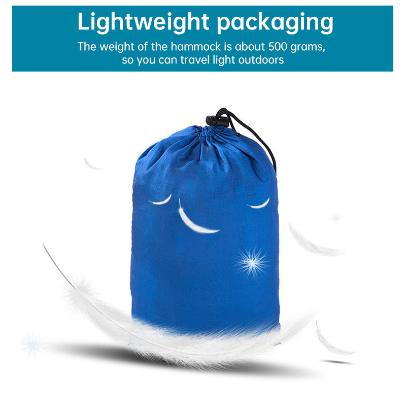 Light double nylon camping hammock with straps. Great for trips, beach, yard & garden.
