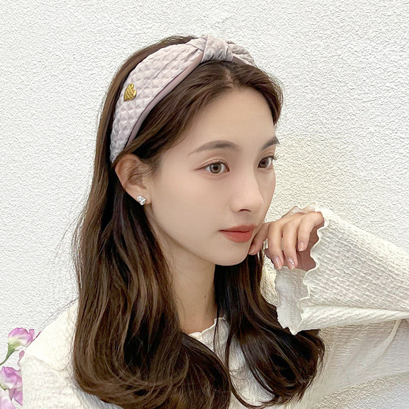 New Headband Pressure Crease Stitching Vintage Knot Hair Accessories Headband Ladies High Top Hair Clip F025