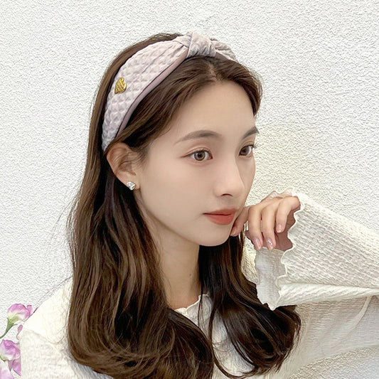 New Headband Pressure Crease Stitching Vintage Knot Hair Accessories Headband Ladies High Top Hair Clip F025