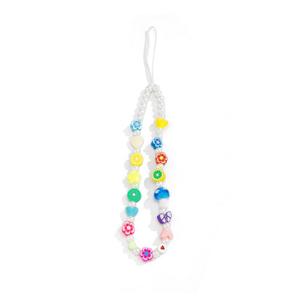 Minimally colored daisy fruit phone chain accessories creative mushroom bead bag pendant keychain
